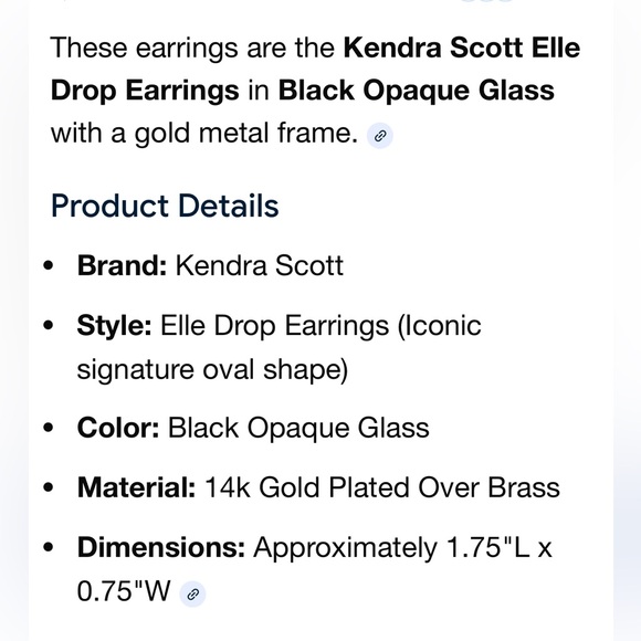 Kendra Scott Elle Black and Gold Drop Earrings - Picture 3 of 3
